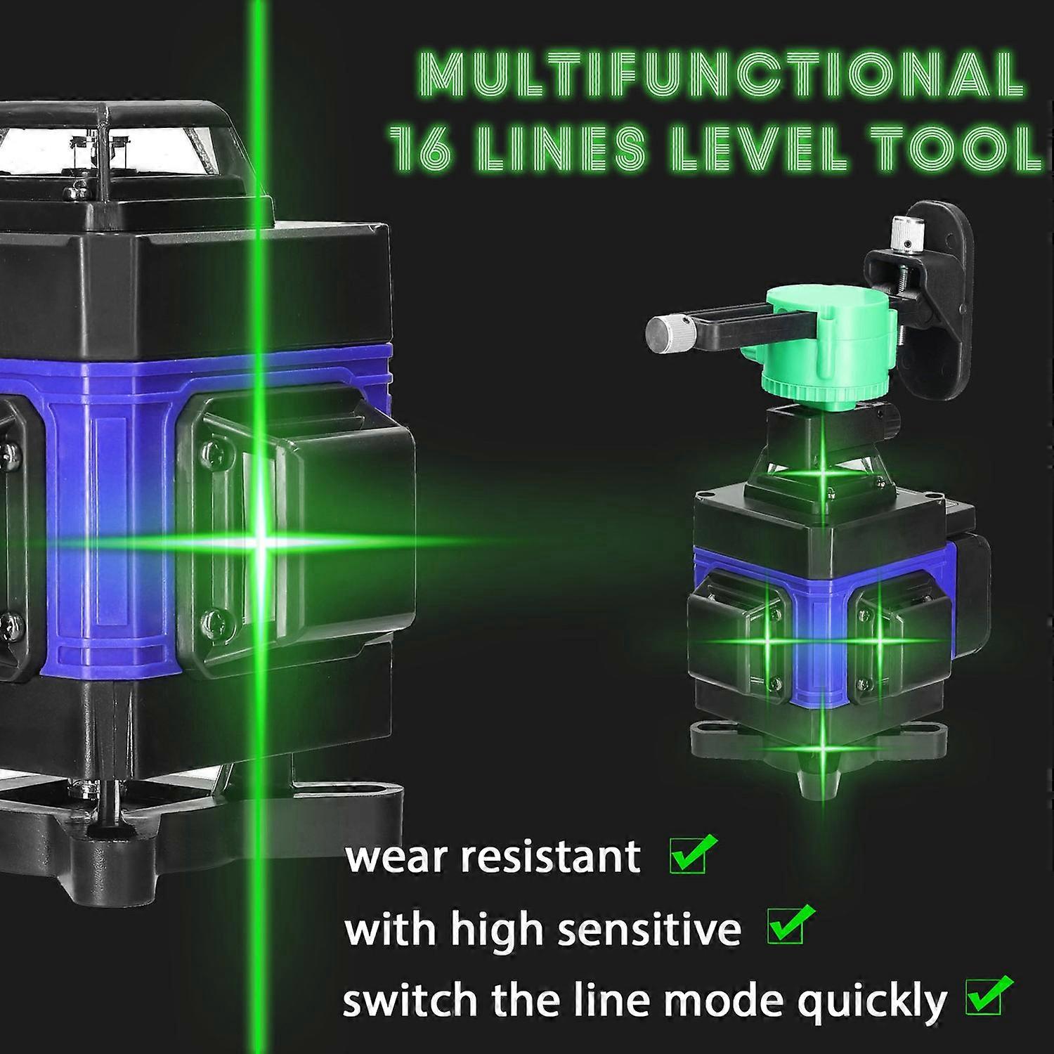 Multifunctional 4D 16 Lines Level 3° Self Leveling Machine USB Rechargeable Battery Leveling Tool wi