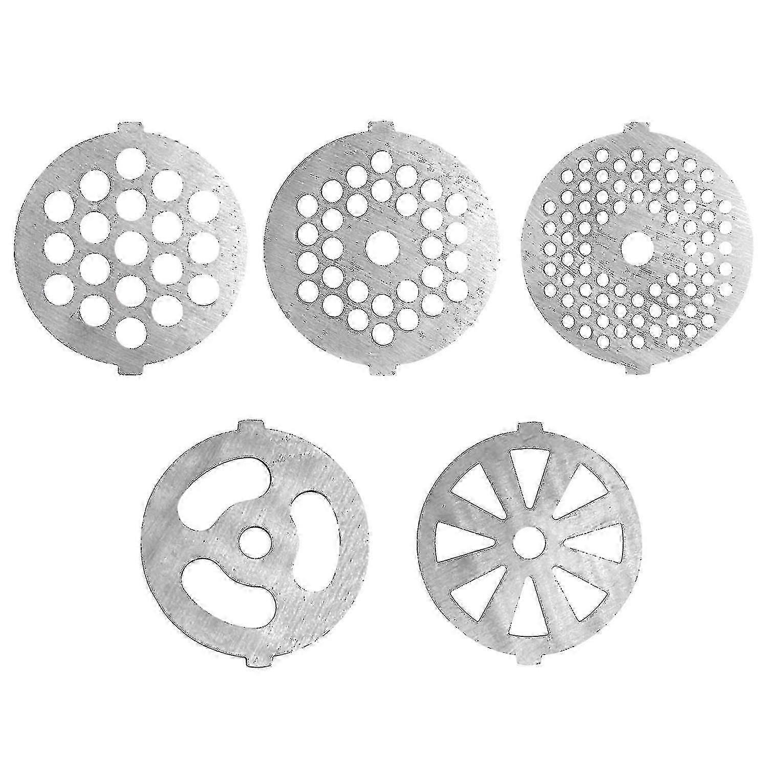5 piastre e dischi tritacarne in acciaio inossidabile per tritatutto, parti di macchine per tritacarne (set da 5 pezzi)
