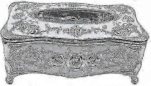Tissue Box Square Plastic With Lace Edge Flowers Pattern (silver)