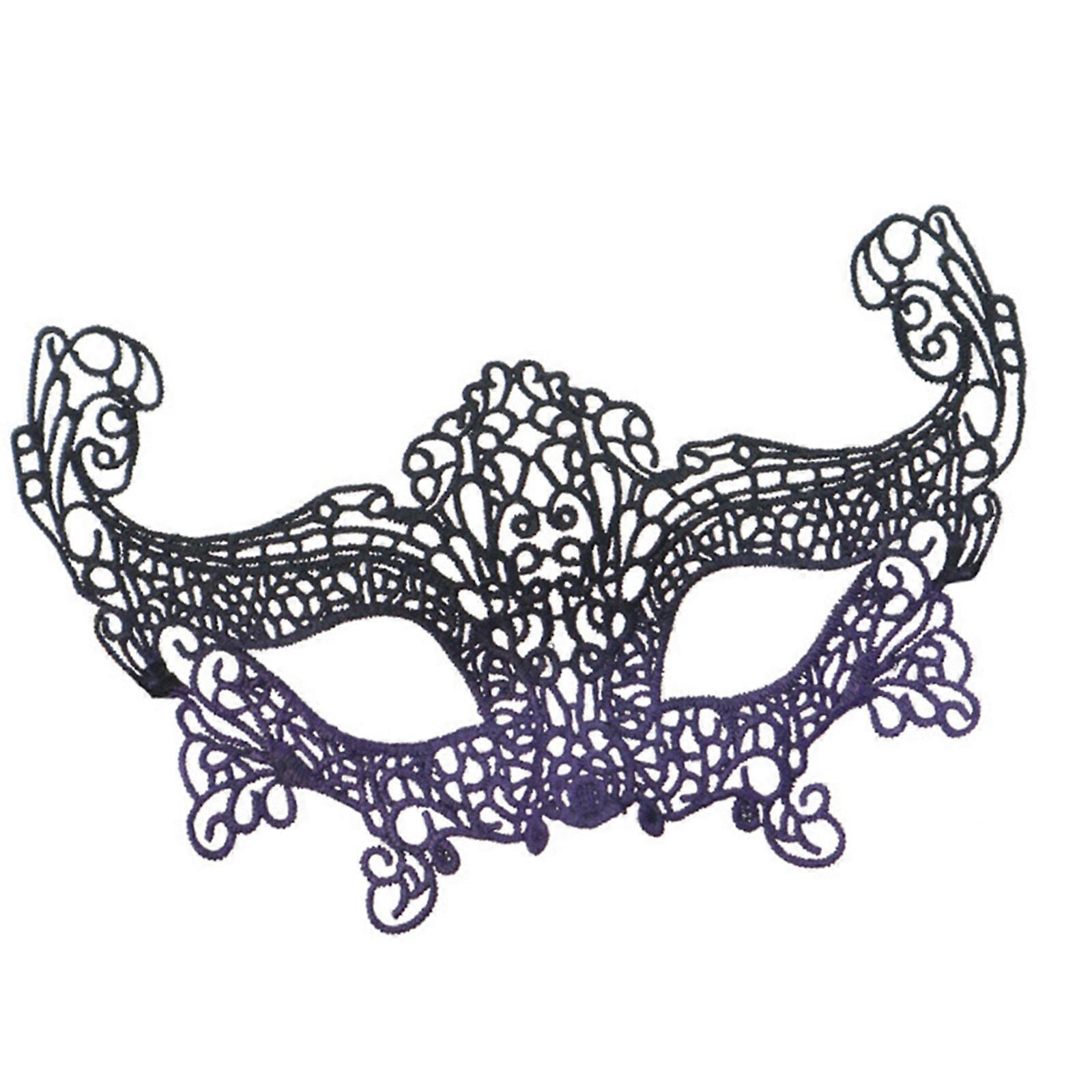 Gradient Foxes Lace Half Face Mask Lightweight Party Accessory Comfortable Design For Halloween Themed Event And Balls  Black purple
