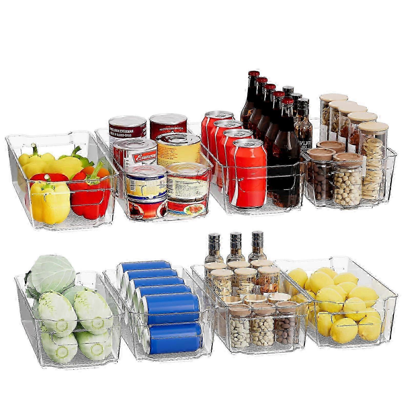 8 PACK Clear Plastic Storage Organizer Bins for Refrigerator Organization 8pcs