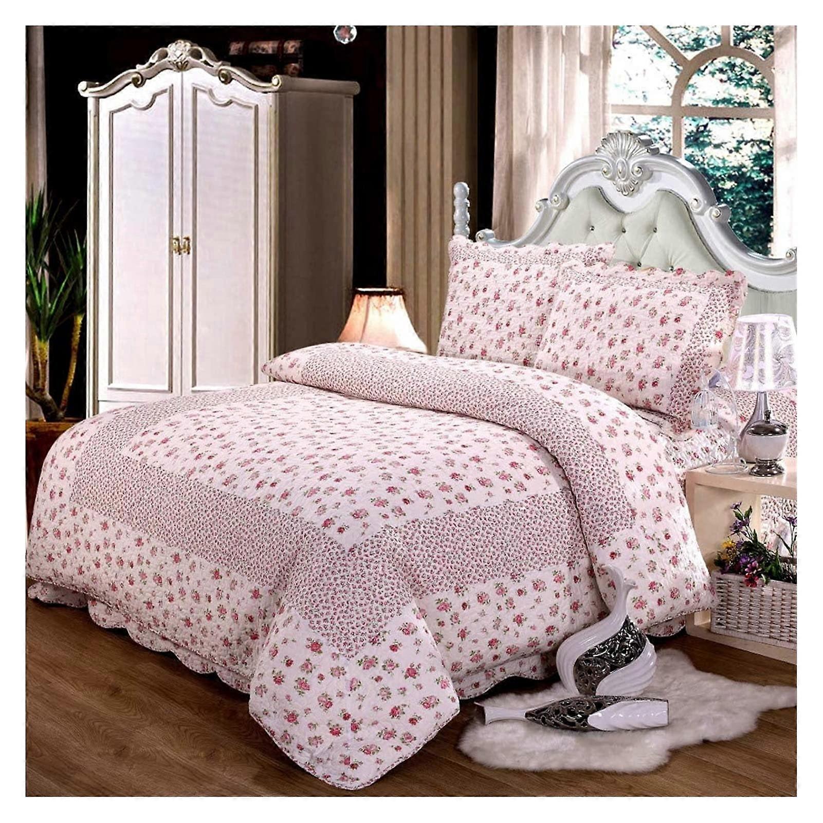 Duvet Cover Bedding Set 3Piece Reversible Quilted Patchwork Comforter for King Bed