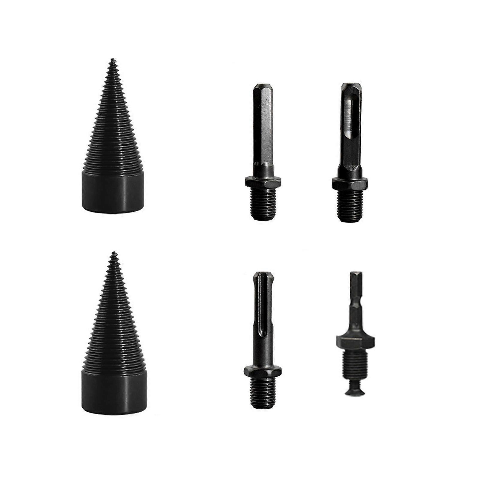 Quick Assembly Firewood Splitting Drill Bits Set Hexagonal Shank Carbon Steel For Gardening Camping Multicolor