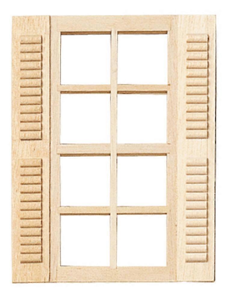Dolls House 8 Pane Window With Shutters Wooden 1:12 Scale 4 X 5&quot; 10 X 12.5cm