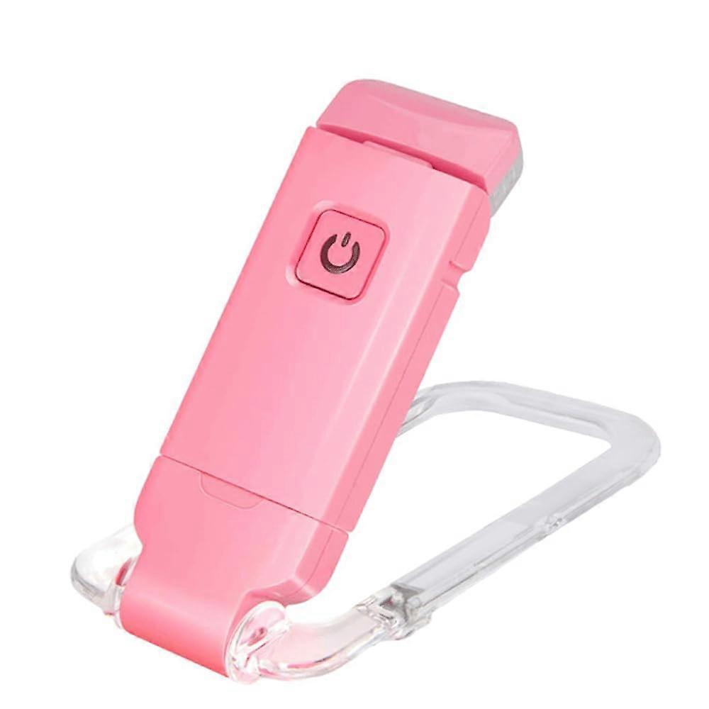 Mini Eye Caring Foldable Book Light USB Rechargeable LED Reading Lamp 3 Color Temps 9 Brightness Levels Clip On Pink