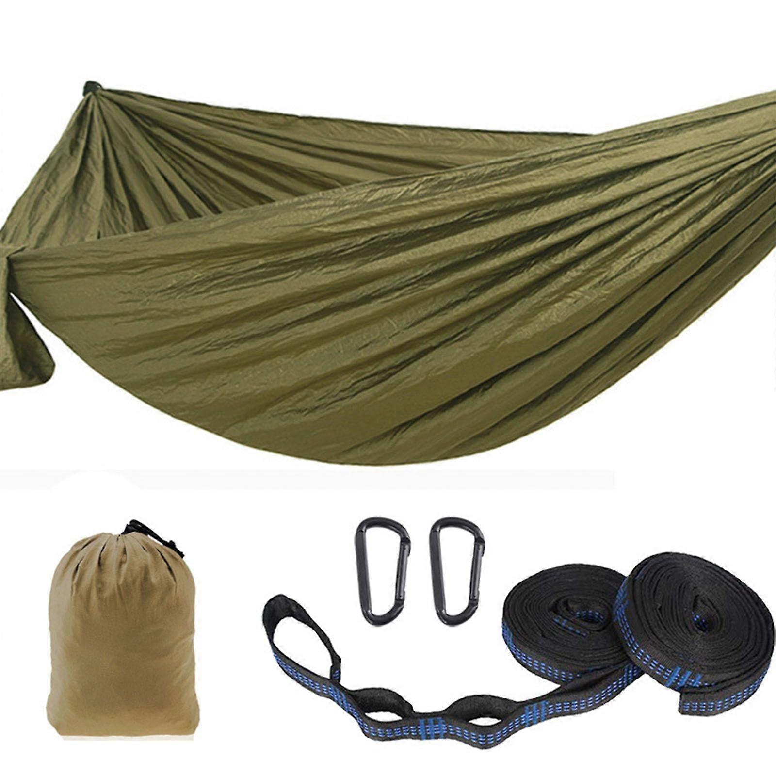 Camping Hammock Chair with Nylon Material, Tree Straps, Carry Bag, Outdoor Use, Green Color, Lightweight and Portable