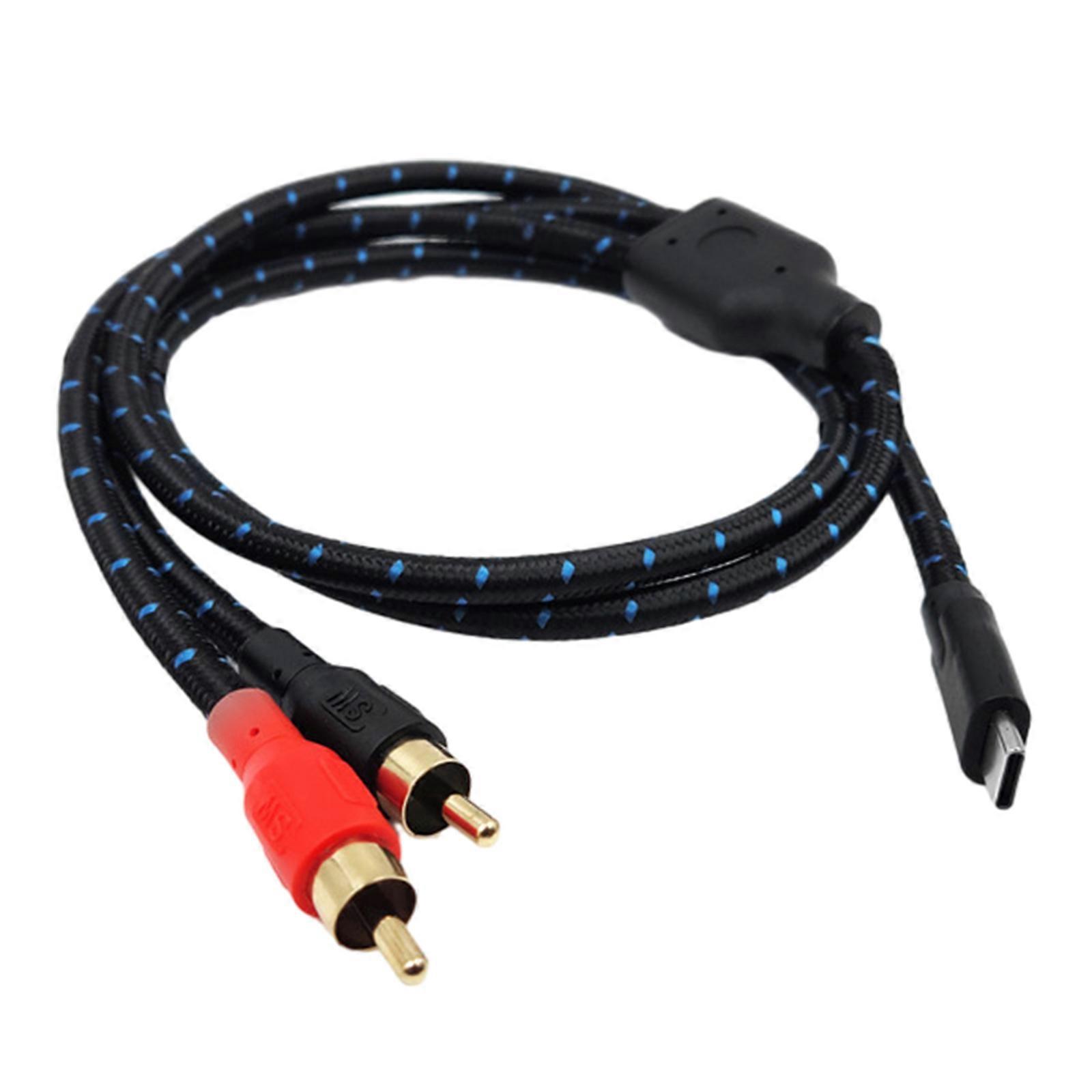 TypeC to 2RCA Connection Cable with Long Wire for Phone Pad Speaker 50/100/150/200/300cm Multicolor