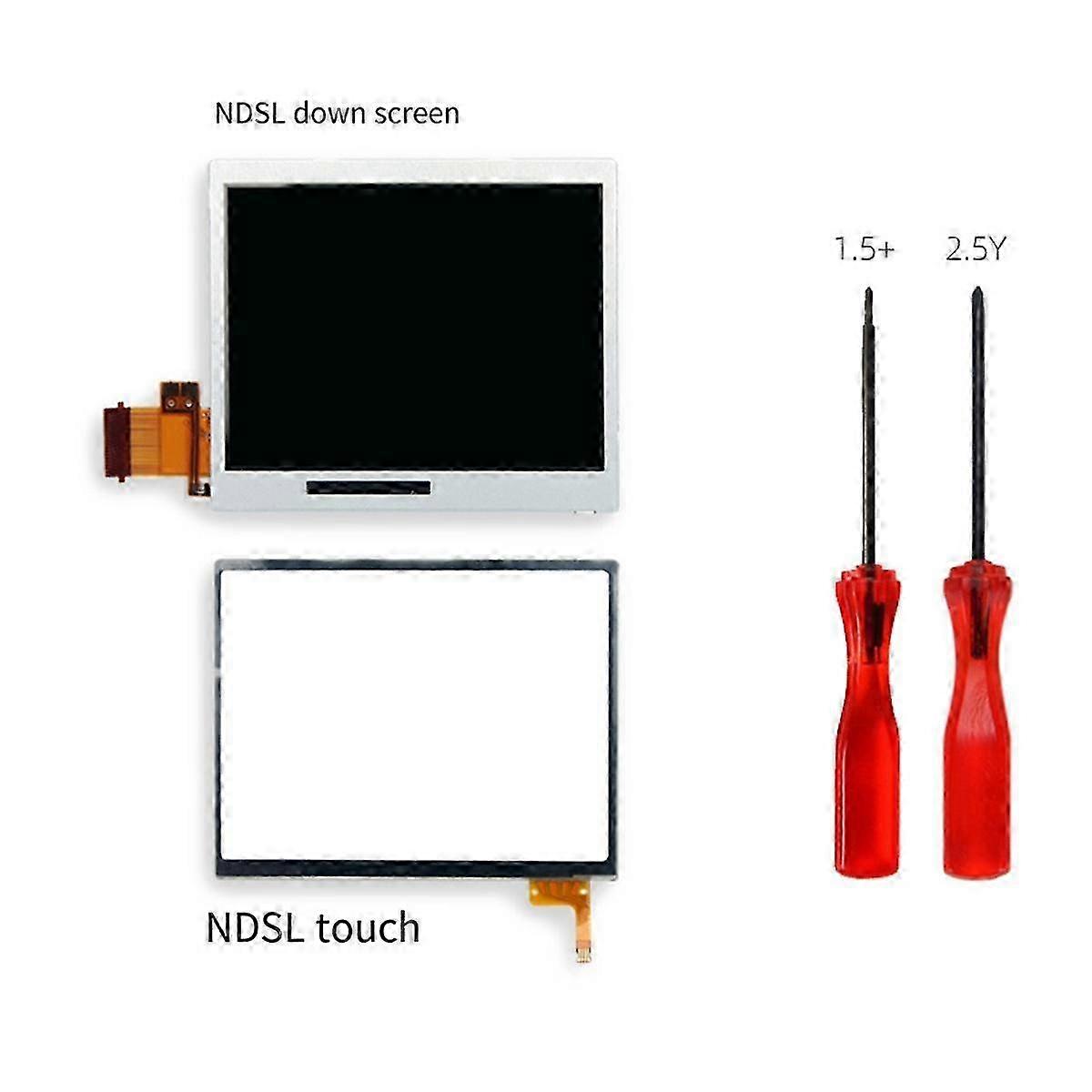For NDSL LCD Touch Screen+Down Screen Kit with Screwdriver for NDSL Game Console Replacement Screen Kit