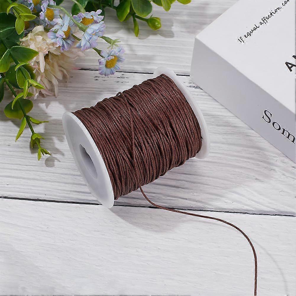 1 Roll Waxed Cotton Thread Cord Macrame Artisan String Saddle Brown 1mm 100 Yards (90m) for Jewelry Making