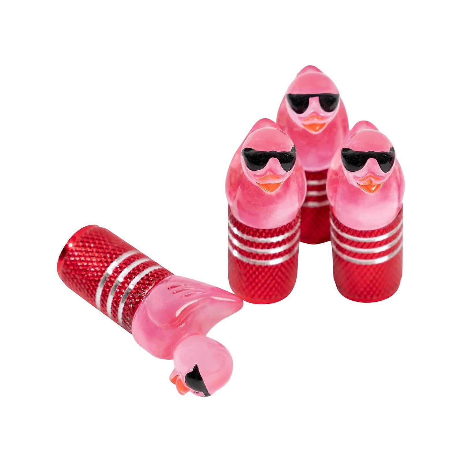 Aluminum Tire Valves Stem Covers Protector Duck Shape Decoration Suitable For Most Vehicles Secure Fit Rustproof Design  Red