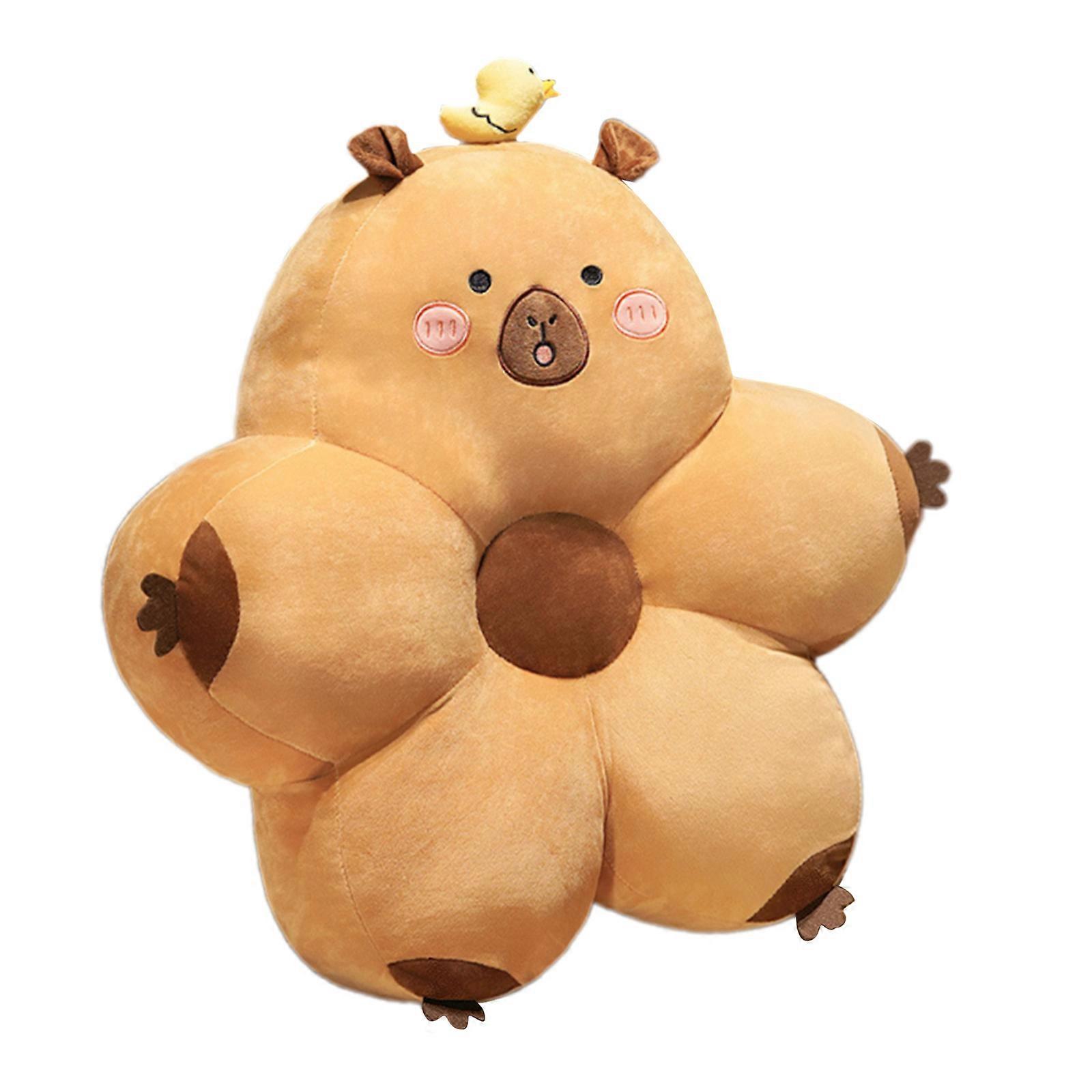 Breathable Back Cushions for Students and Professional, Soft Plush Capybara Pillow for Prolonged Sitting  round eyes S