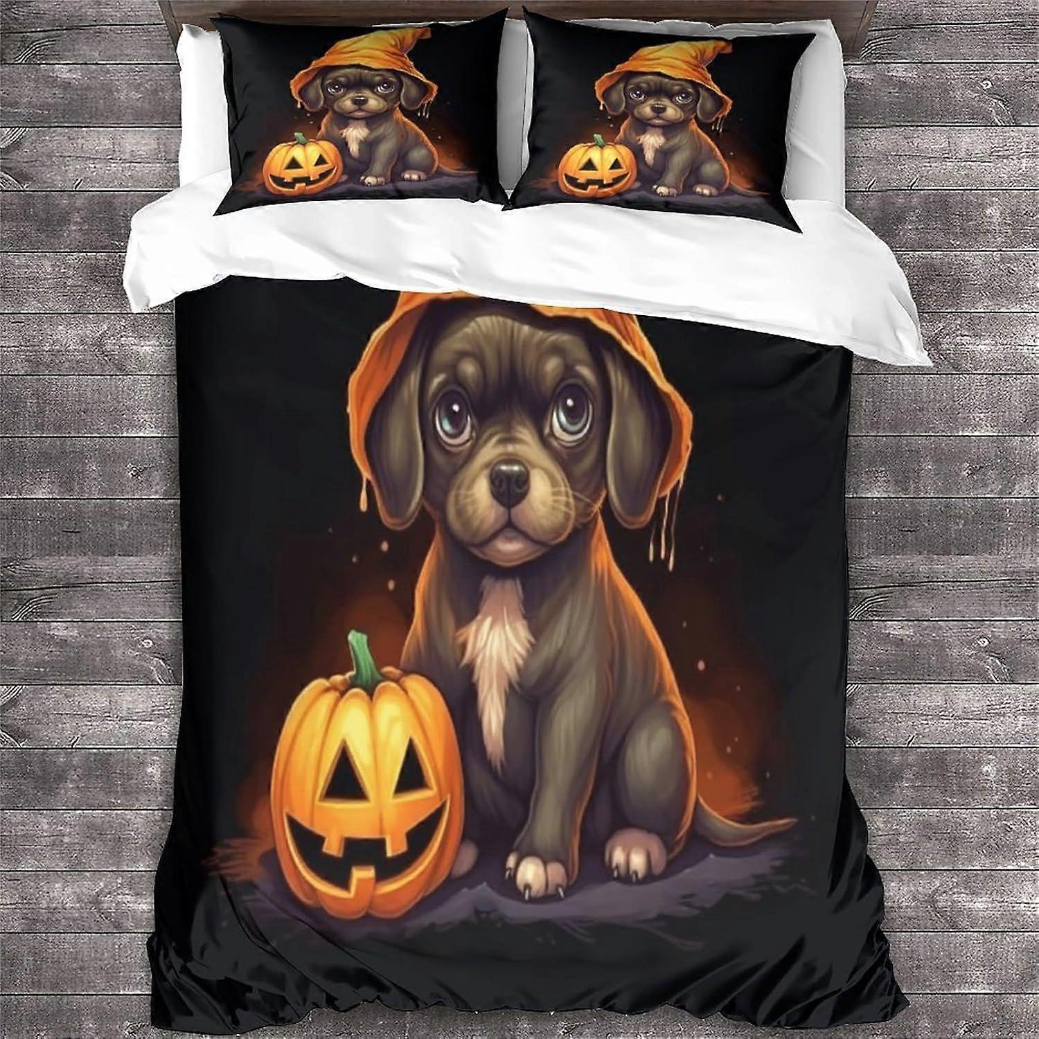 LikeEj نمط 3D الطباعة الرقمية هالوين مجموعات الفراش طباعة غطاء لحاف مجموعات لينة ستوكات 3 قطع غطاء لحاف مع سحاب الإغلاق