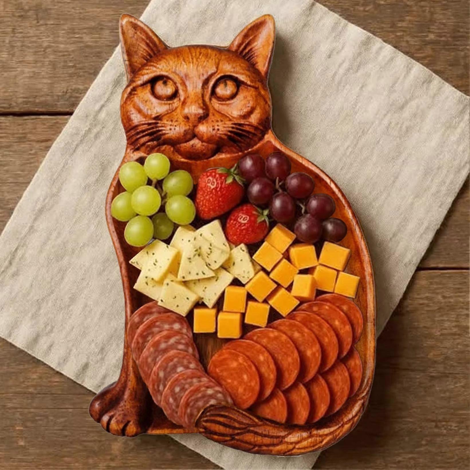 Cat Serving Platter with Distinctive CatThemed Design for Cheese Charcuterie and Appetizers