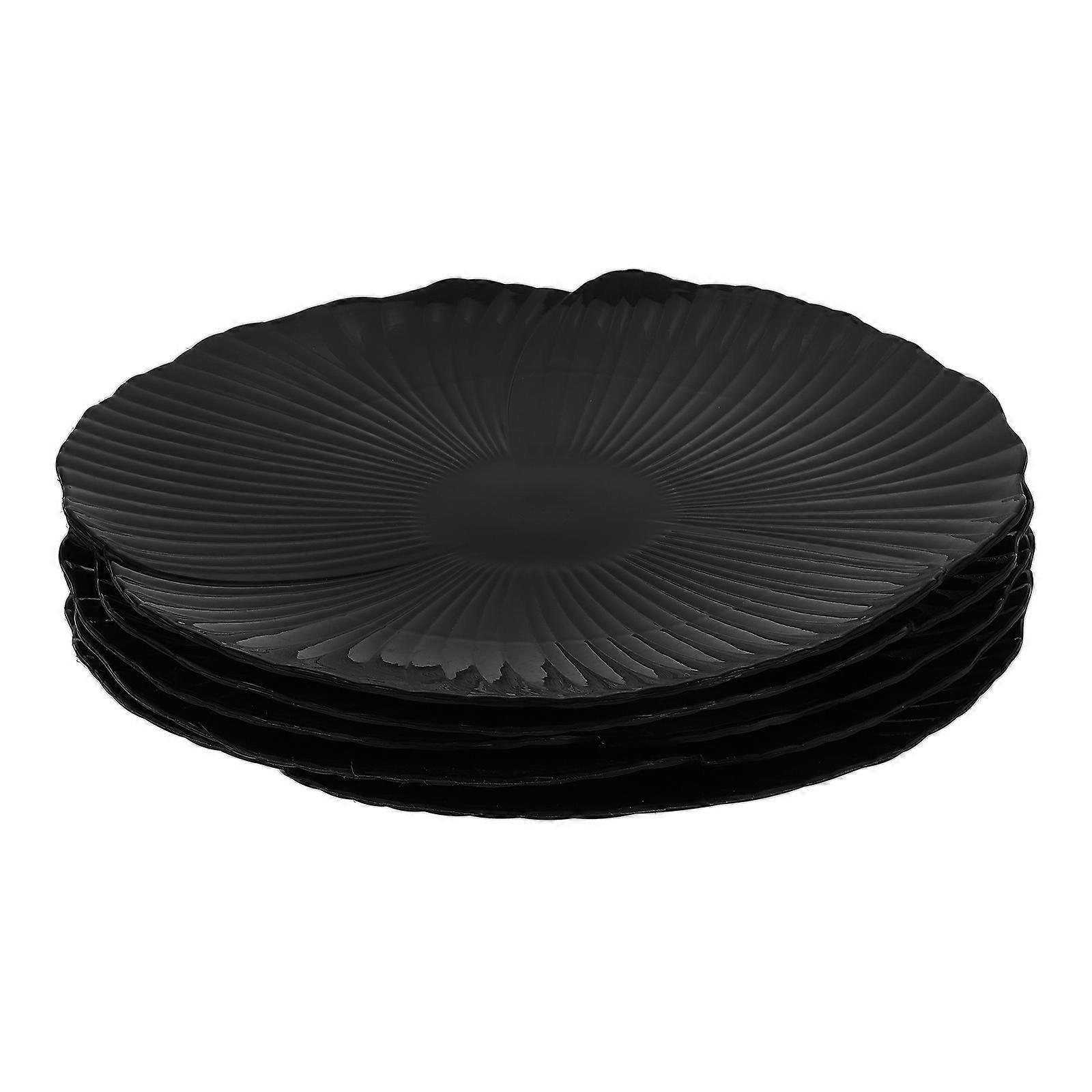 Petal-Shaped Black Plate Set for Western Dining 5Pcs Serving Plates