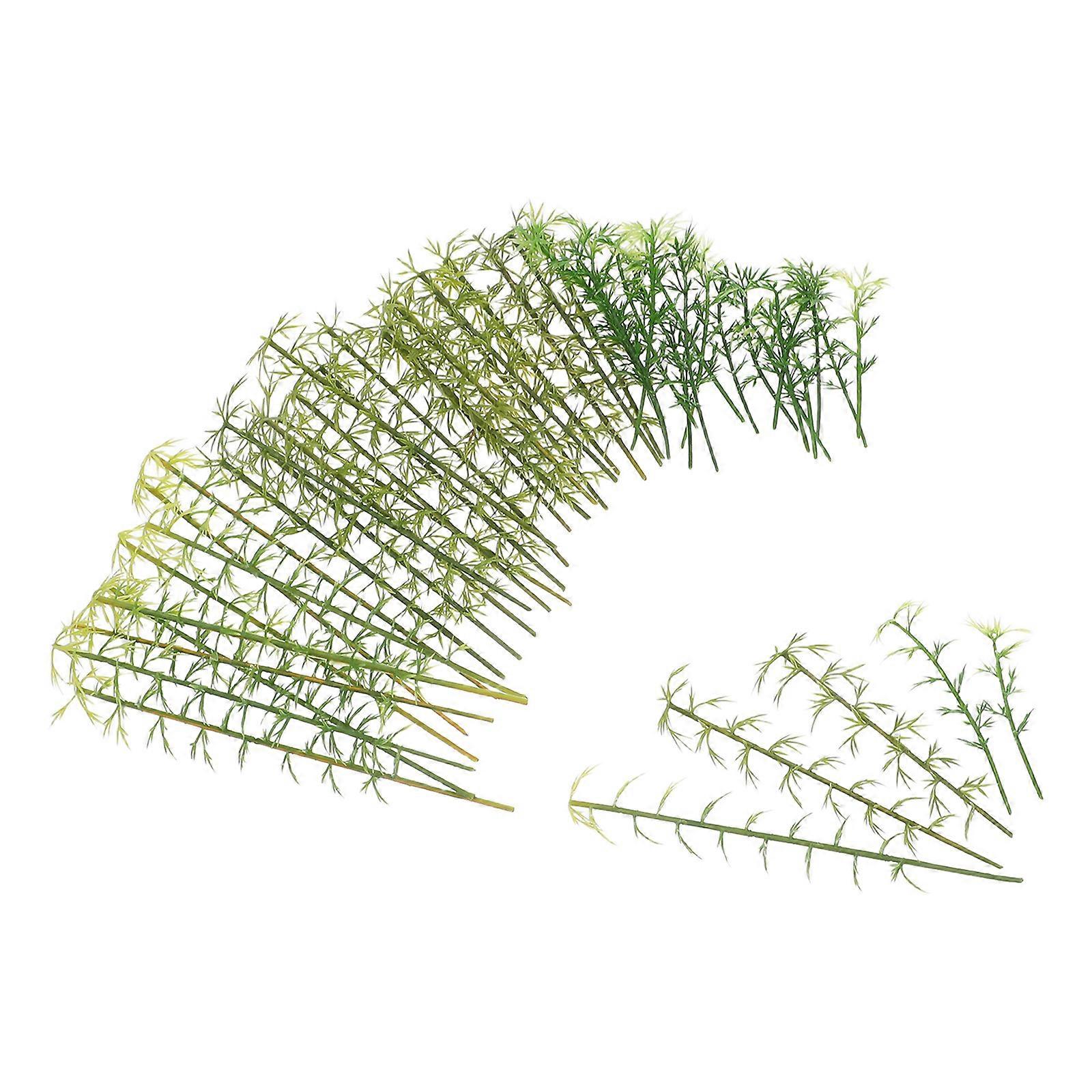 Artificial Model Trees Bamboo Tree Shape for Train Scenery Green Plastic Decoration 50Pcs