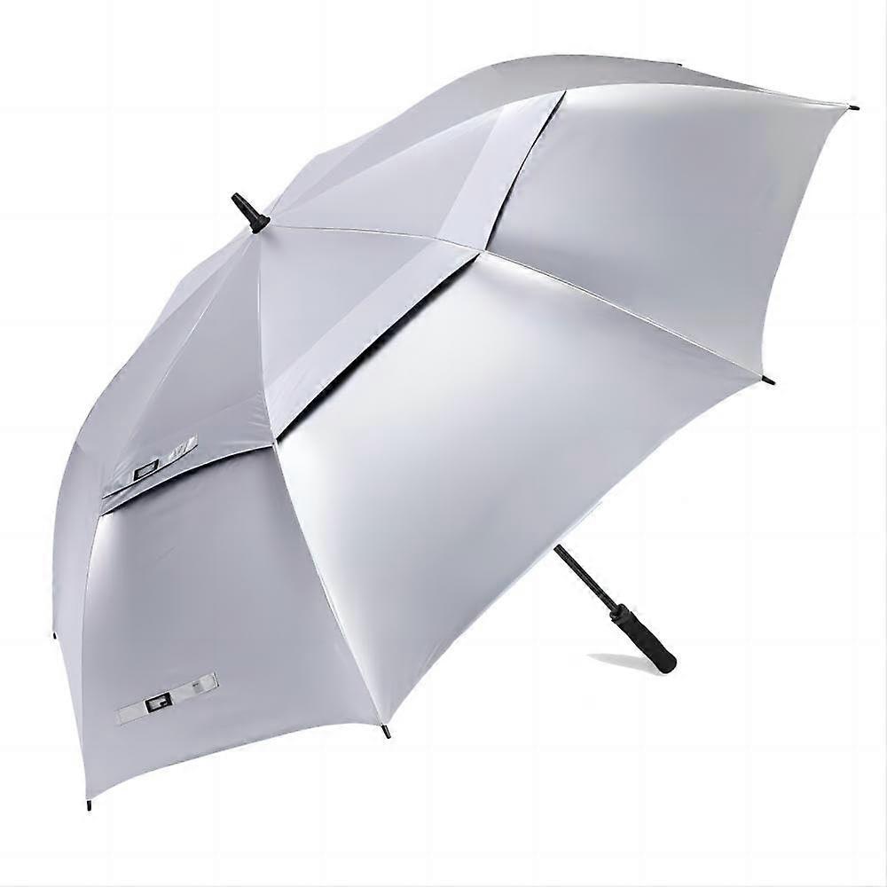 Large Golf Umbrella 40 Inch Extra Large Coverage Windproof Long Handle UV Protection Titanium Silver