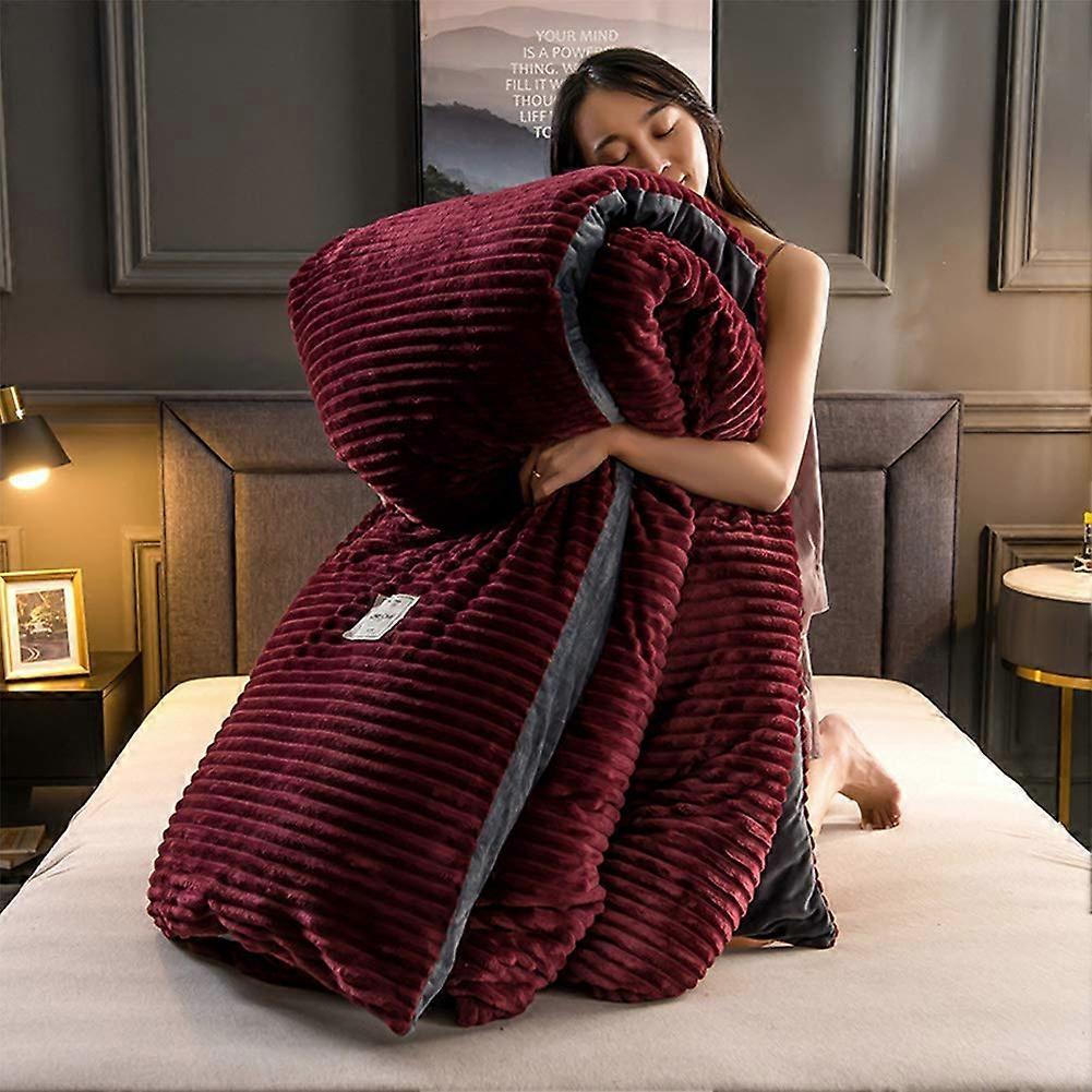 King Size Red Corduroy Duvet Cover Luxury Bedding Set Ultra Soft Winter Warm with Zipper Closure