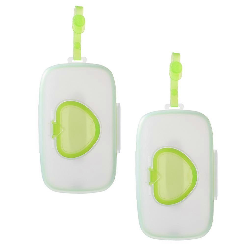 Refillable Wipes Dispenser Portable Light Green Holder for Storage 2Pcs