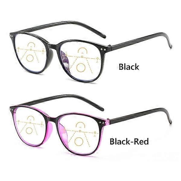 Progressive Multifocal Reading Glasses with Blue Light Blocking for Computer - Black Black Black Strength 1.5