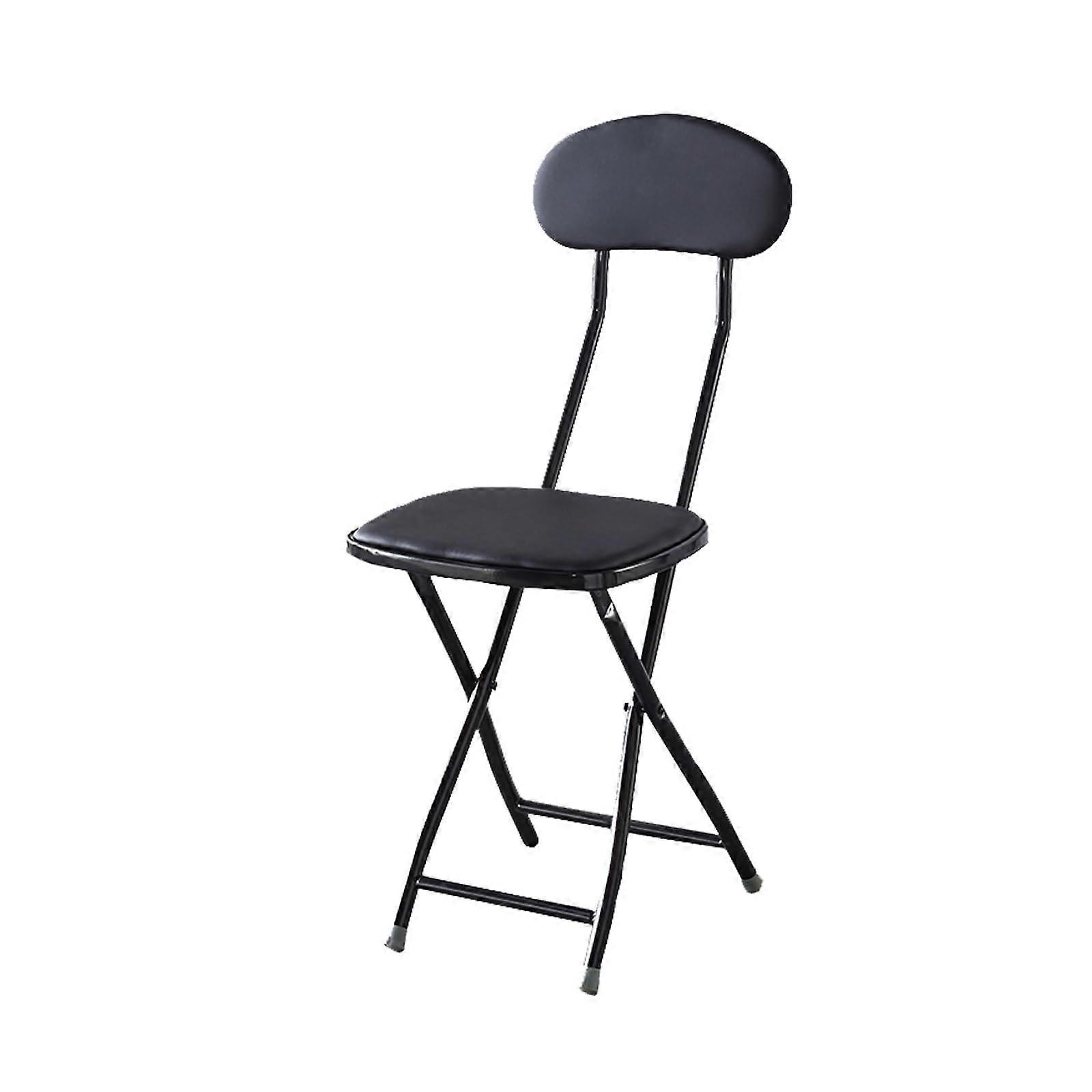 Black Metal Folding Chair 80cm with Ergonomic Square Seat and AntiSlip Base for Dining
