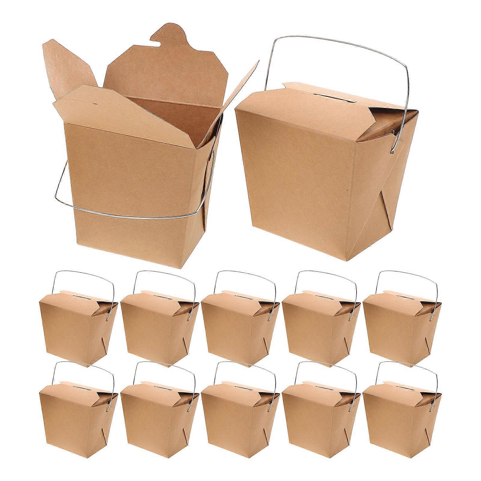 Chinese Take Out Boxes Paper Containers for Cold Food 50Pcs with Wire Handle