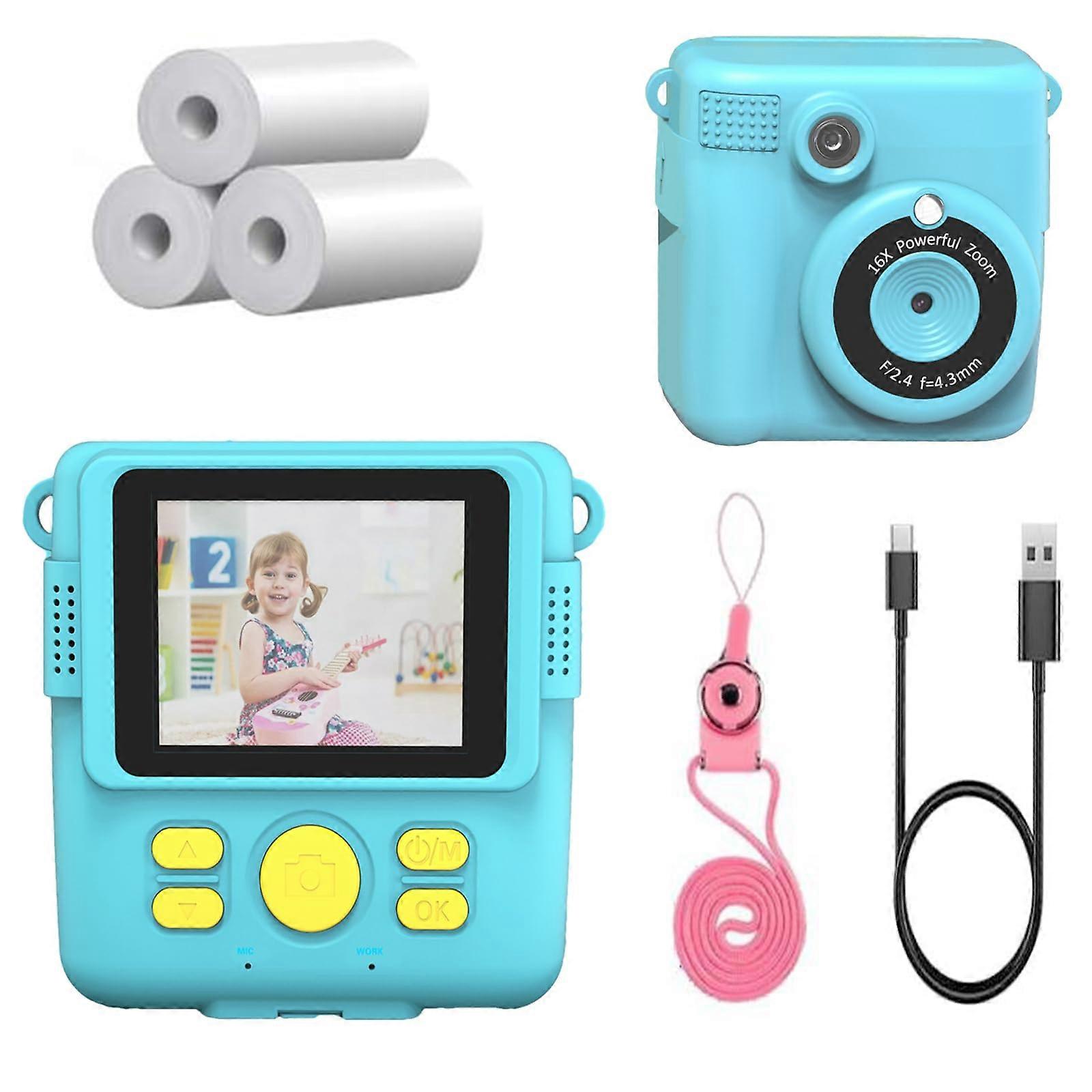 Kids Digital Camera with 1080P HD Video, Instant Print Photos, Games, MP3, 8MP, Blue