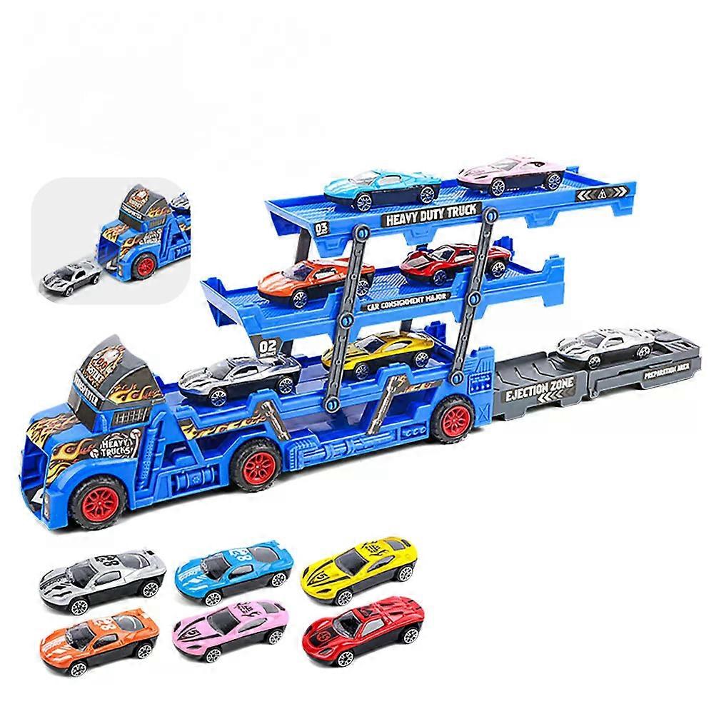 Mod��le de voiture de transport pour enfants, remorque de grand camion, wagon �� ��jection pliable �� 3 couches, rail de catapulte pour gar?on, 