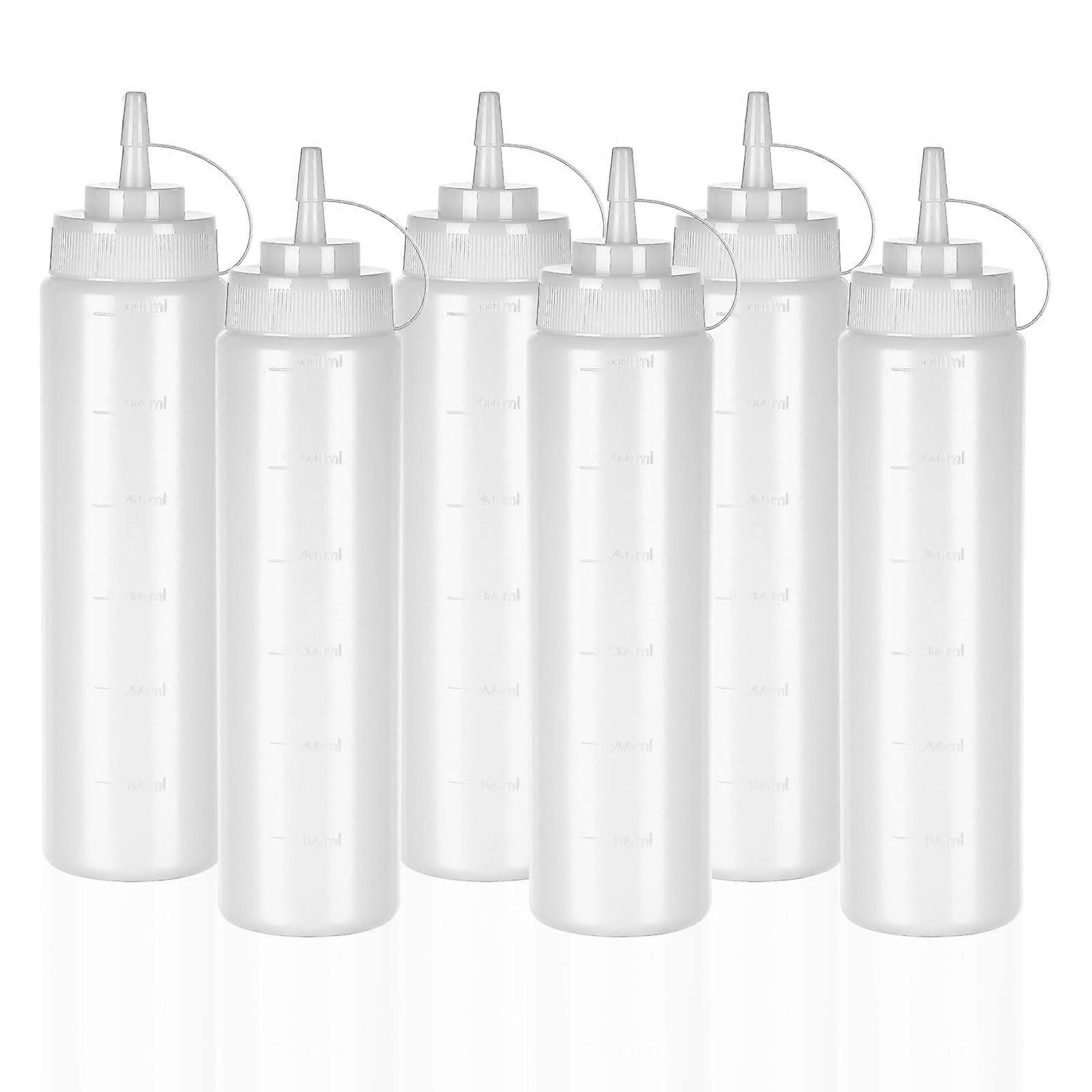 24 OZ Plastic Squeeze Bottles for Sauces, BPA  Leak Proof Twist Cap, Precise Flow Control, 2 Pack White