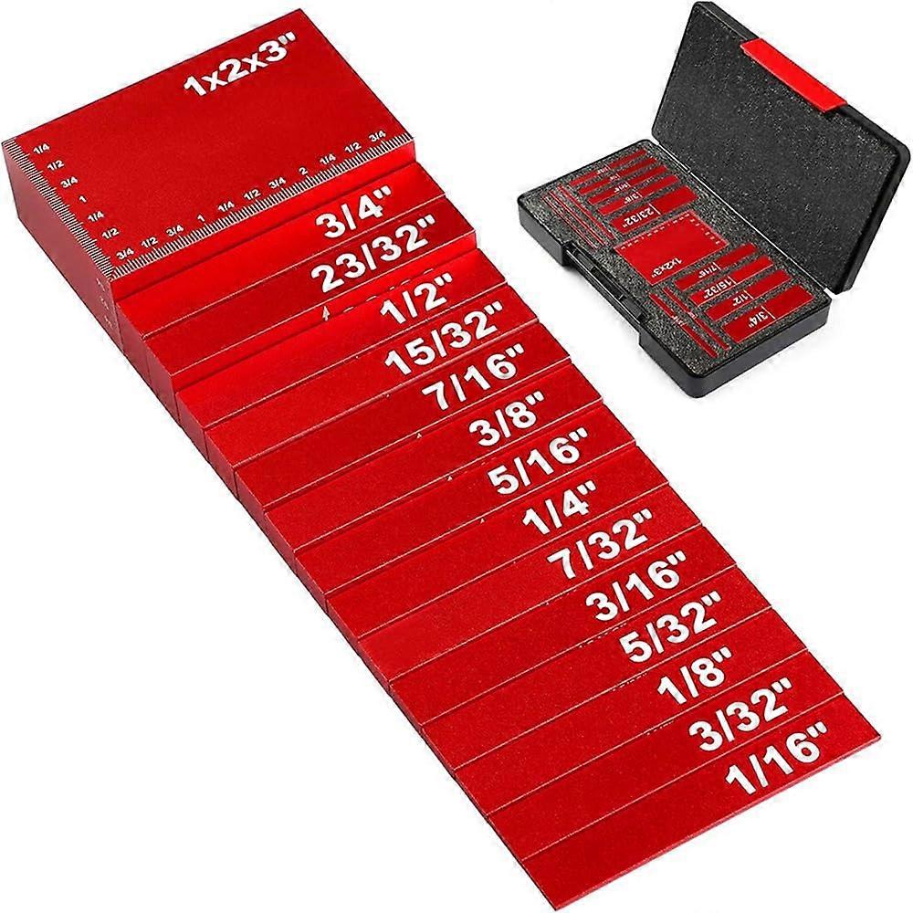 15Piece Precision Setup Blocks Set with Laser Engraved Aluminum Height Gauges for Woodworking