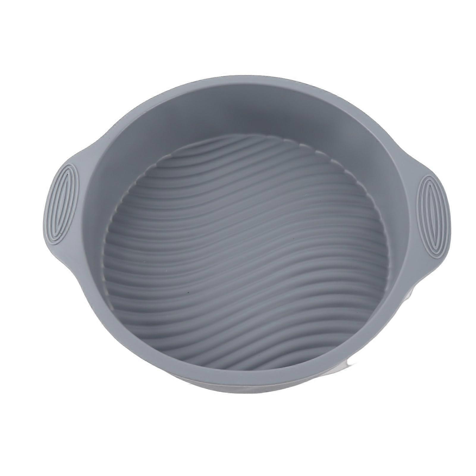 9 Inch Silicone Cake Mold with Ripple Pattern Base, Nonstick Round Baking Pan for Desserts (Grey)
