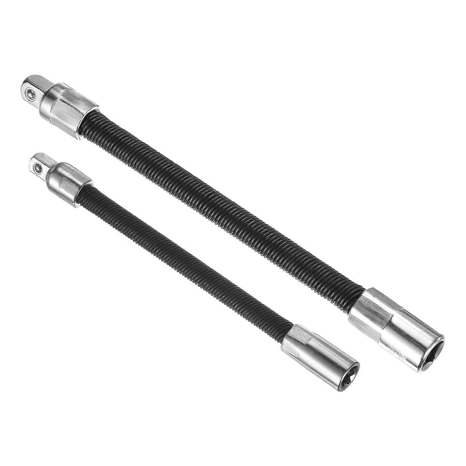 Flexible Socket Extension Bar Set 3/8' and 1/2' Drive, Universal Joint, 45° Bending, Black Finish