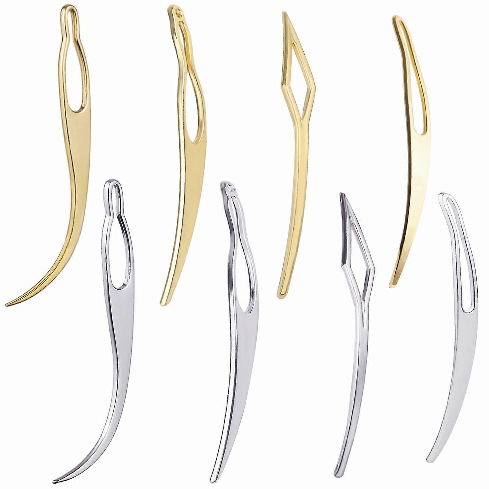 8 Pcs Dreadlock Tools Set with Ergonomic Grip for Loc Retightening and Multiple Loc Sizes, Gold Silver Finish