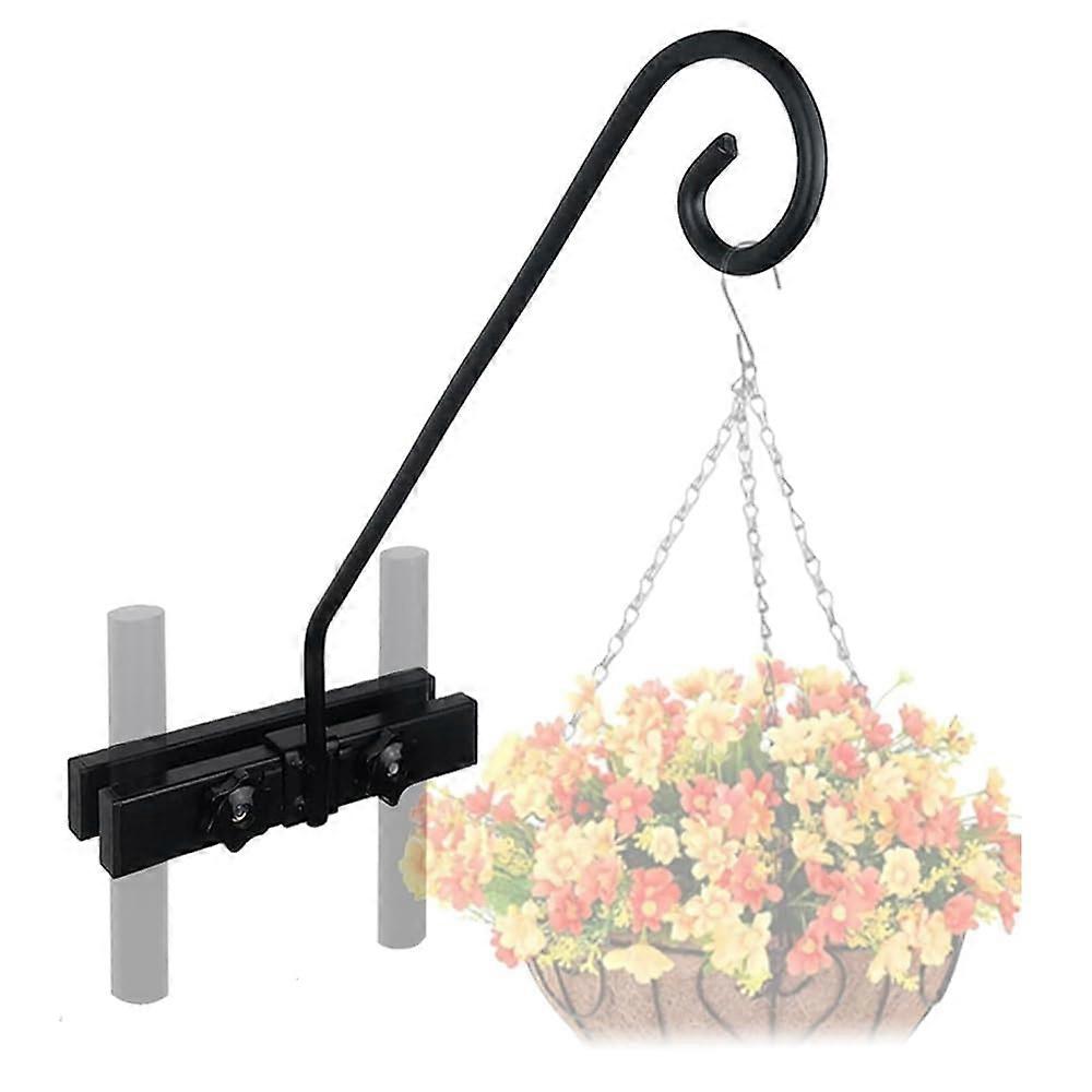 Hanging Plant Bracket with Tool Installation, Adjustable Rail Mount Hook for Outdoor Baskets