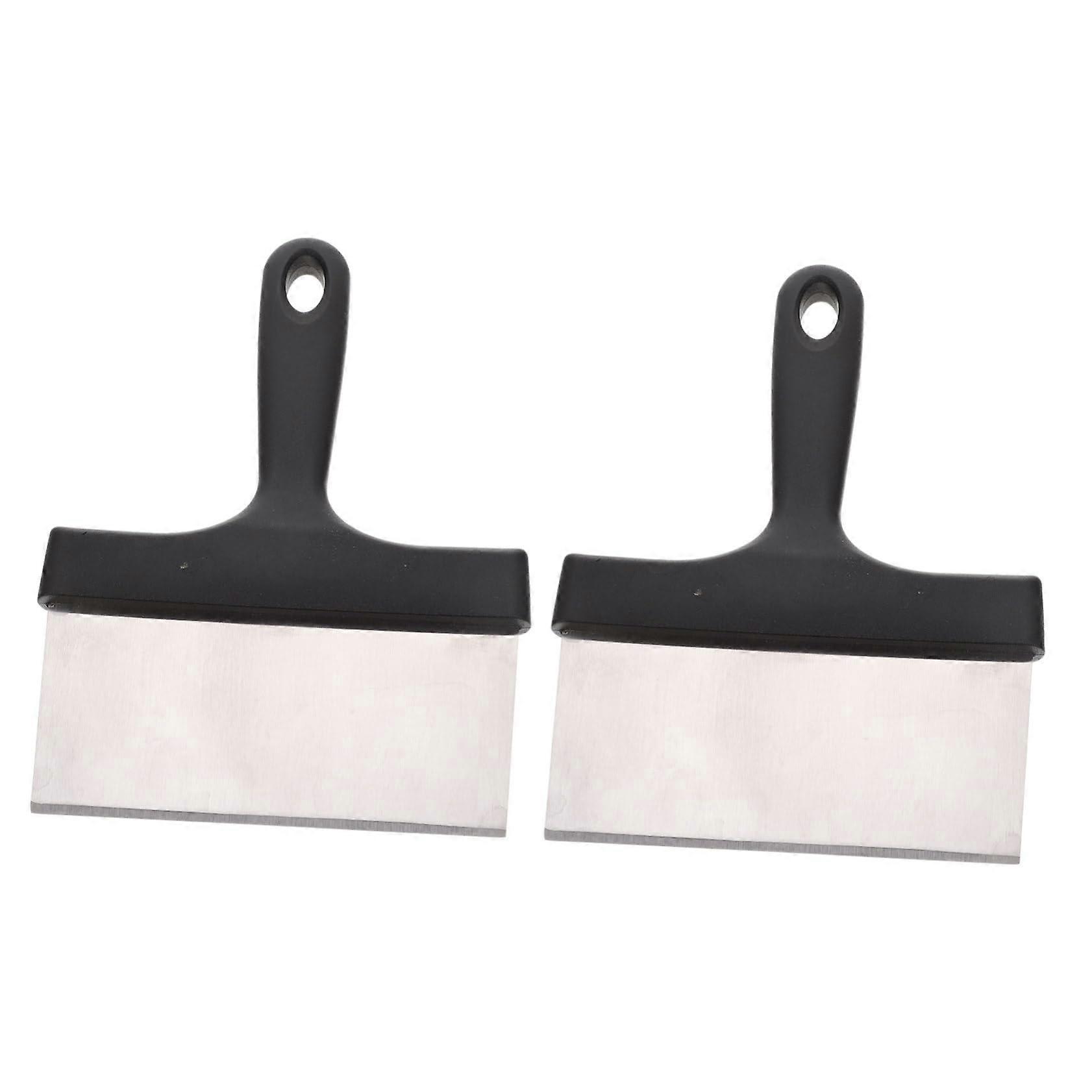 2Pcs Stainless Steel Grill Scraper with Ergonomic NonSlip Handle for Efficient BBQ Grate Cleaning