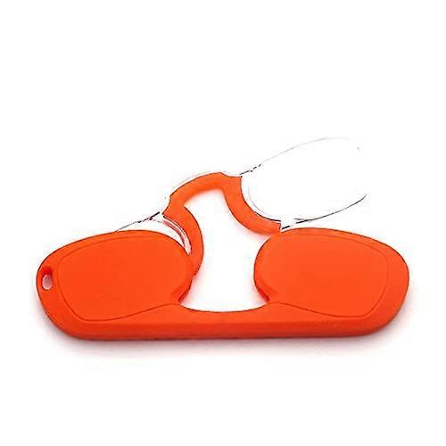 Reading Glasses Blue Light Blocking Mini Nose Clip Armless with Case HD Lenses Orange +3