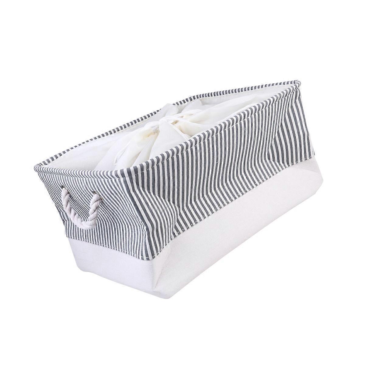 Rectangular Stripe Pattern Storage Container For Toys And Clothing Organizing Dark Grey 36x27x17cm 2Pcs