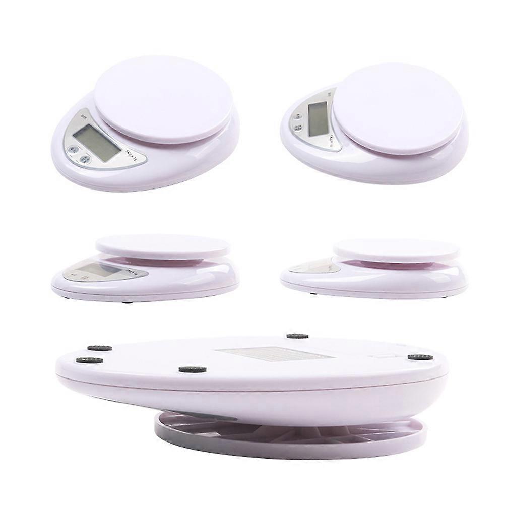 Electronic Food Scale with High Precision ABS Material and Large LCD Display for Weighing Ingredients 5kg/1g White