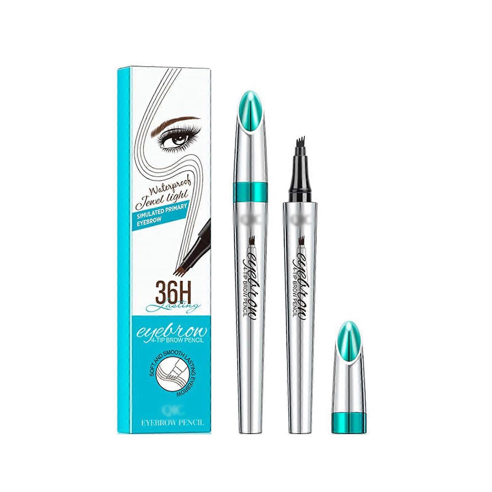 Microblading Eyebrow Pen with Four Fork Tip, Waterproof LongLasting Natural Brow Pencil Gray