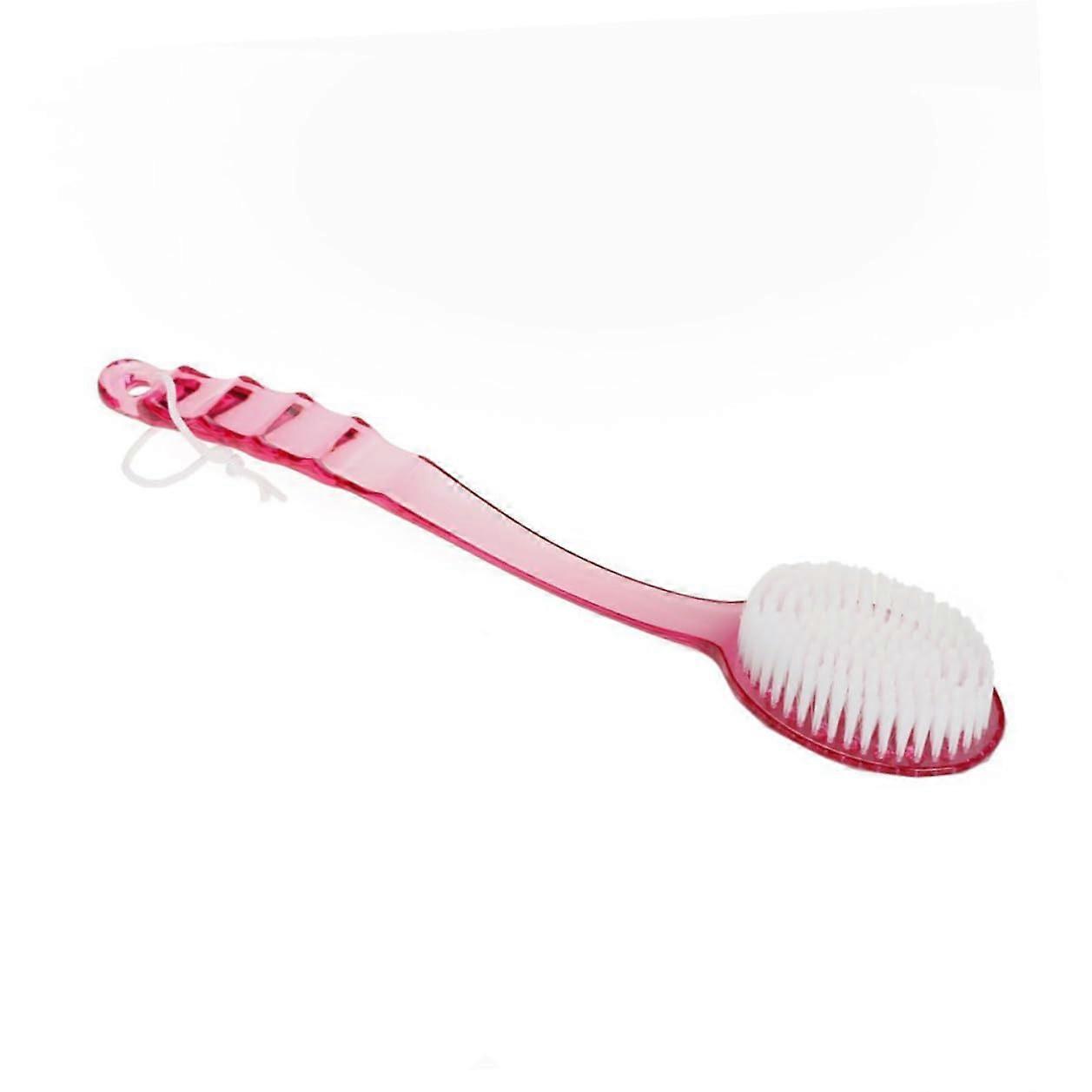 Bath Brush with Long Handle Pink Shower Back Scrubber Medium Bristles for Exfoliating Skin