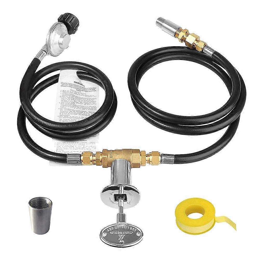 Burner Connection Kit, Propane Fire Pit Replacement with 1/2In Control Valve Key Set, Adjustable Pr