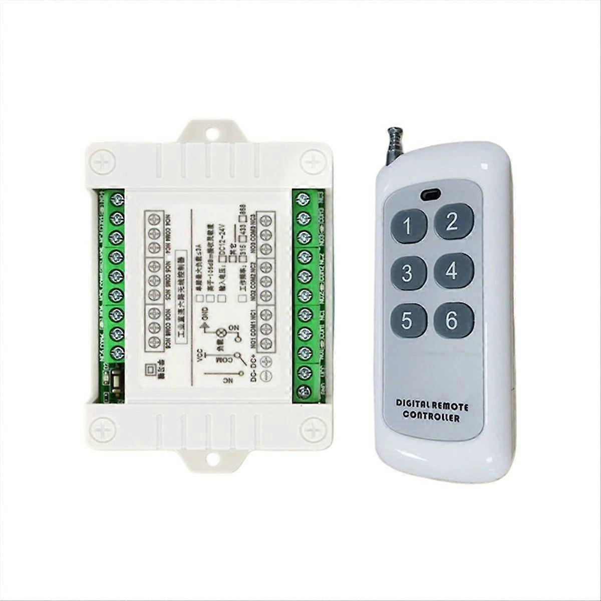 433 MHz 6CH Wireless Remote Control Switch DC 12V-36V Remote Control System Receiver Transmitter Rel