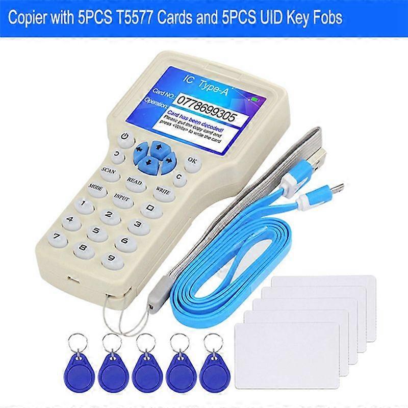 RFID Reader Writer Duplicator 10 Frequency NFC Smart Card Programmer 125KHz 13.56MHz Encrypted Decod