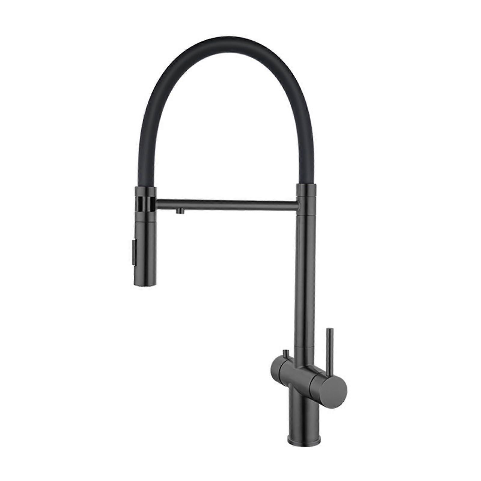 3 Way Kitchen Mixer Tap with Pull Out Spray and Drinking Water Function, 360° Swivel Spout, Grey