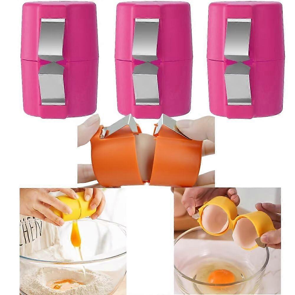 3 Pack Egg Shell Opener and Cracker Tool for Hard Boiled Eggs with Fast Clean Cut, Pink