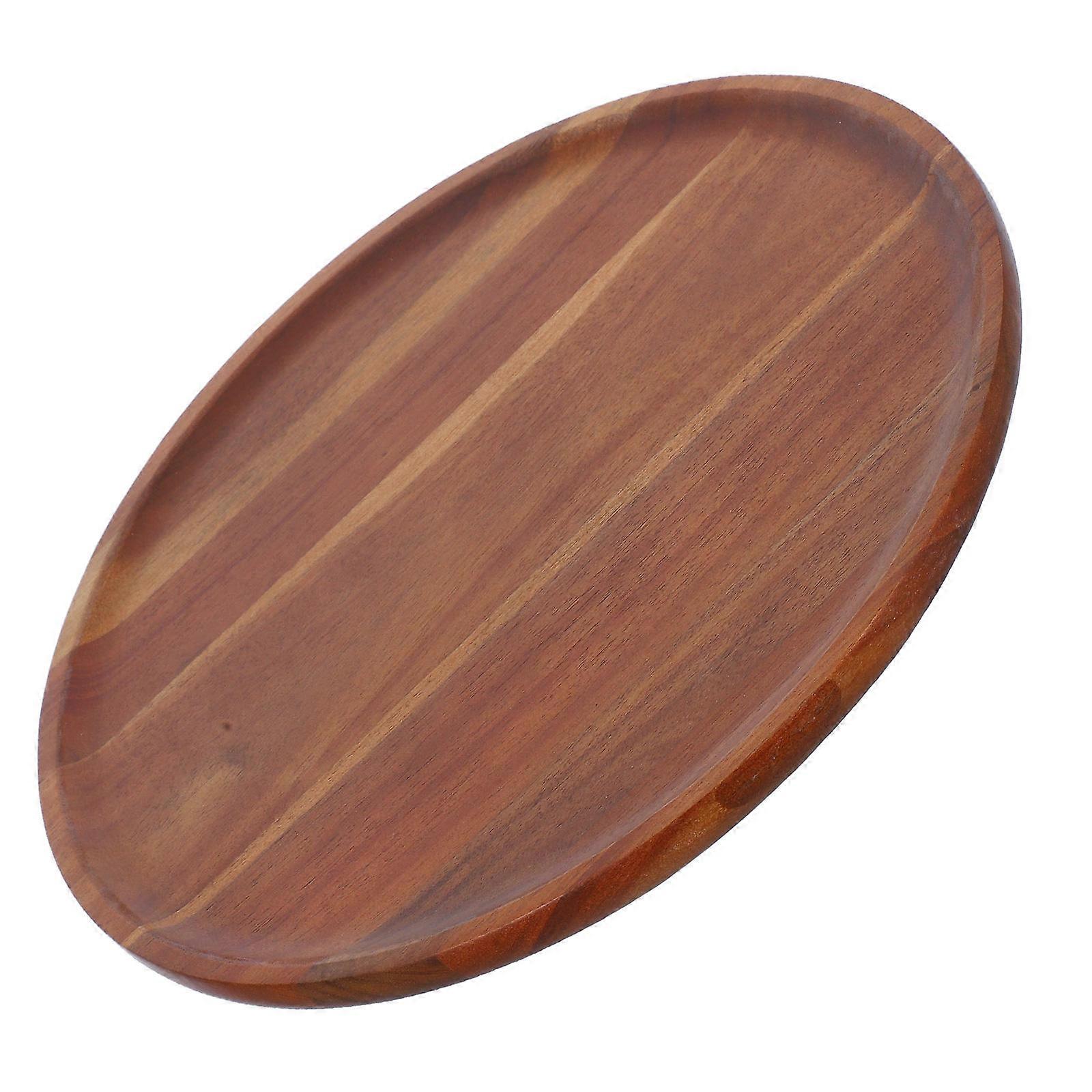 Tea Trays For Serving Round Solid Wooden Serving Tray For Dining Room Kitchen Light Brown Function 1Set