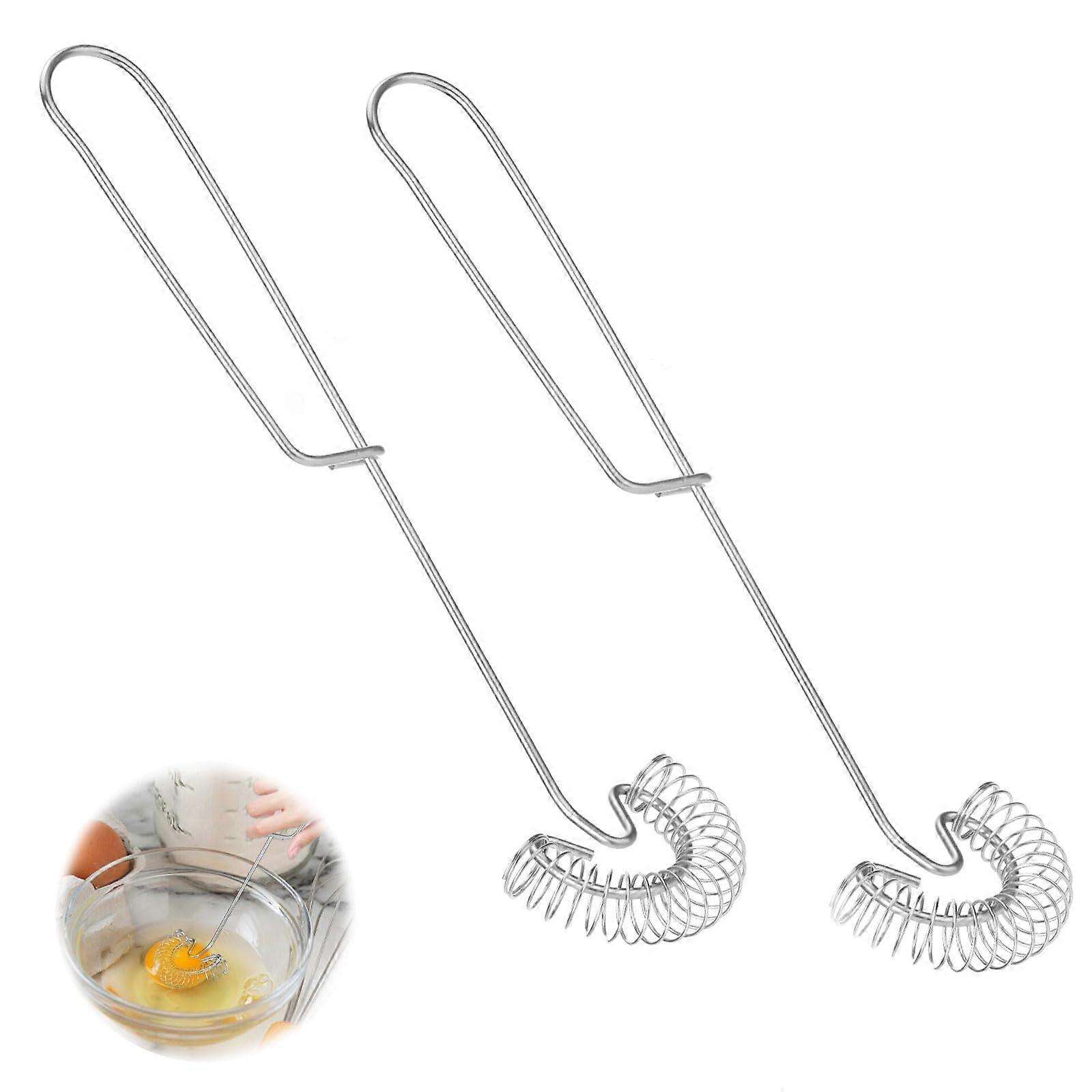2Pcs Stainless Steel Egg Whisk Set with Spring Coil Design for Baking and Cooking