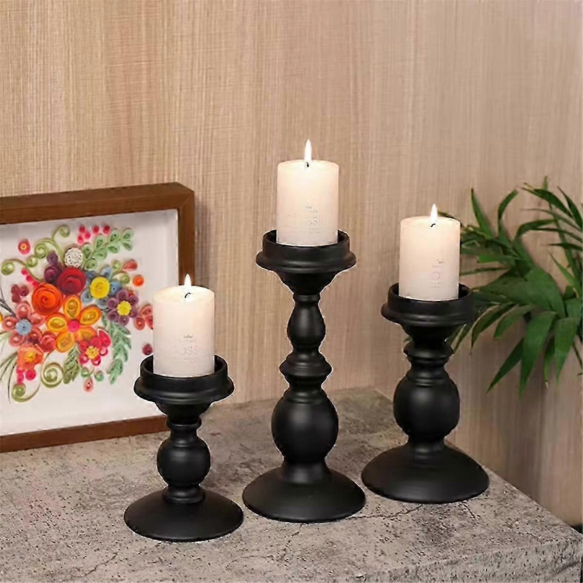 Nordic Black Painted Candle Holder Decor