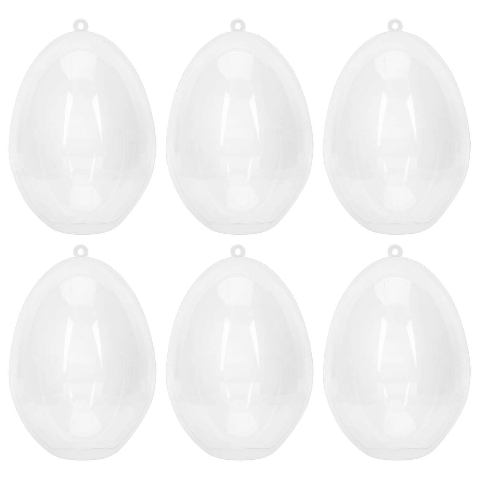 6Pcs Easter Egg Boxes Transparent Egg Boxes Decorated Candy Cases Party Supplies