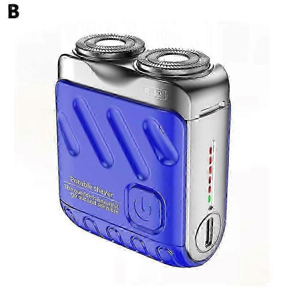 (Blue)Mini Double Head Portable Shaver Rechargeable