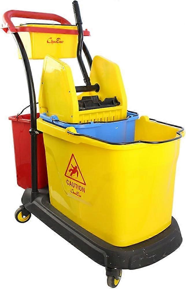 Cleaning Cart with Wheels, 35L Double Barrel Mop Bucket, Removable Separator, Durable Plastic